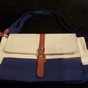 Navy & cream messenger bag